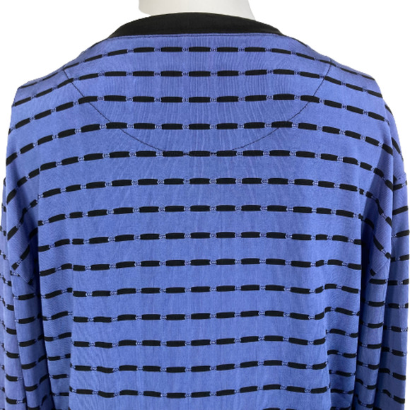 Chico's Travelers Jacket Womens Sz 1 US M Blue Black Striped Knit Stretch Zip Up - Picture 5 of 8